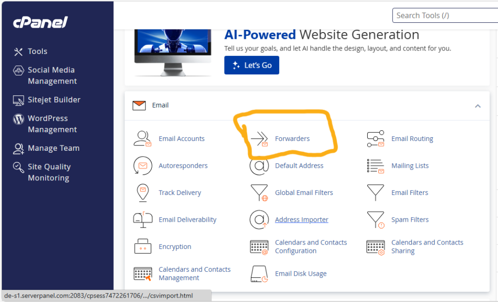 Setting Fowarders for Domain Emails