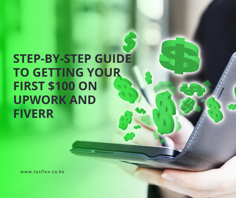 Beginner freelancer earning first 100 dollars on Upwork and Fiverr using online skills