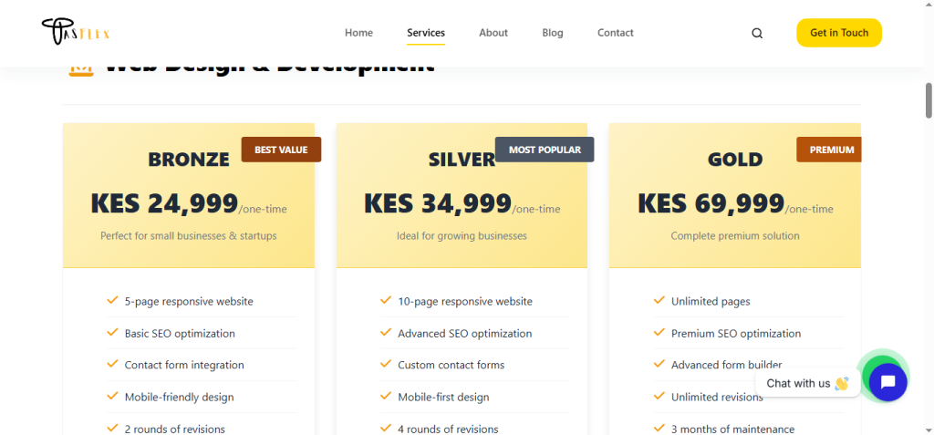 Service Pricing On Websites
