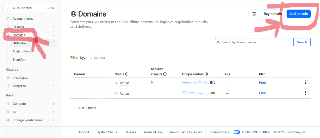 Add your Domain In Cloudflare