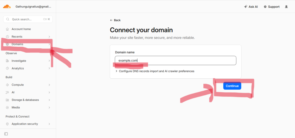 Enter your domain (e.g., yourbusiness.co.ke). Do not add www or http://.