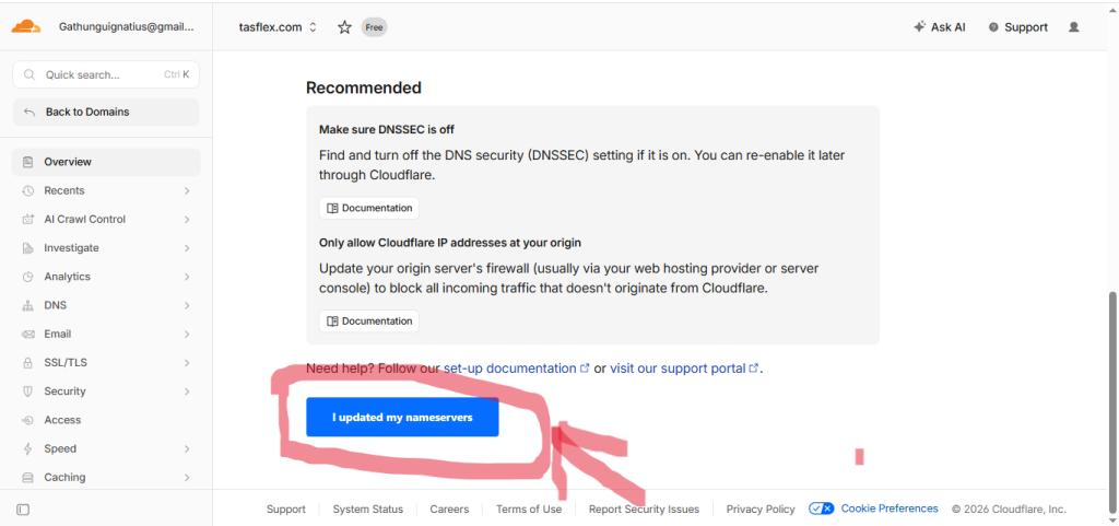 Cloudflare will automatically scan your current DNS records (A Records, CNAME, MX Records).