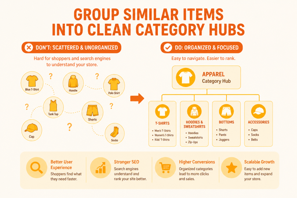 Group Similar Items into Clean Category Hubs