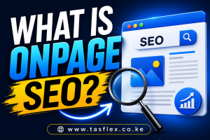 On-page SEO optimization showing content, headings, keywords, meta tags, and website ranking improvements