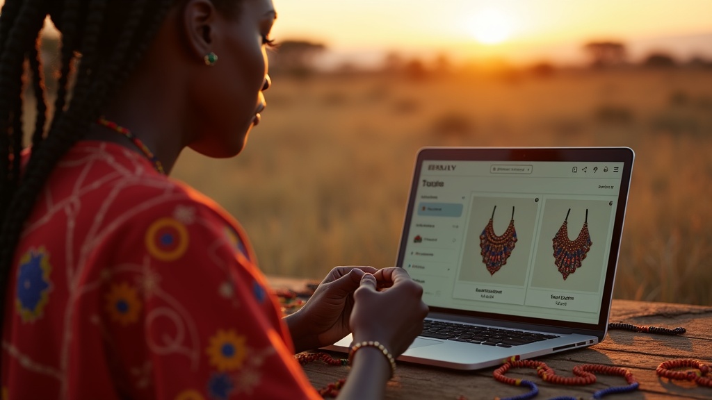 Maasai women artisans in Narok making beaded crafts for online store