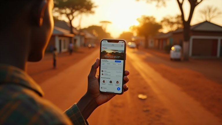 Kitui business owner checking Google Business Profile on smartphone