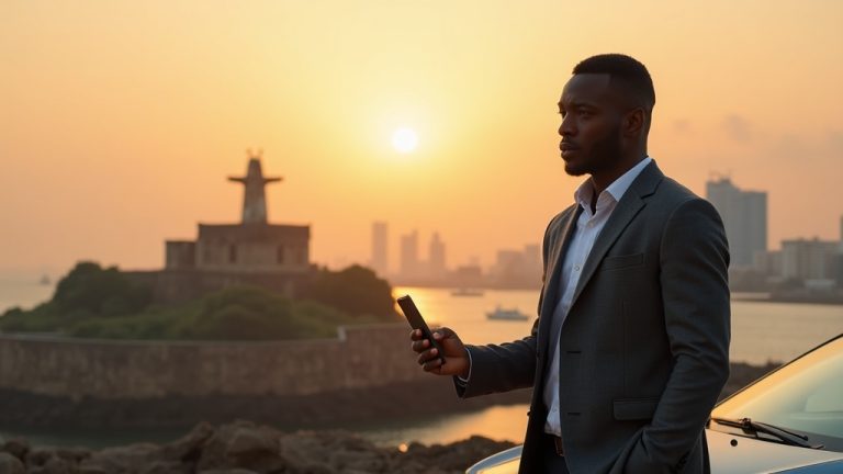Black Kenyan business owner optimizing Google Business Profile in Mombasa city center