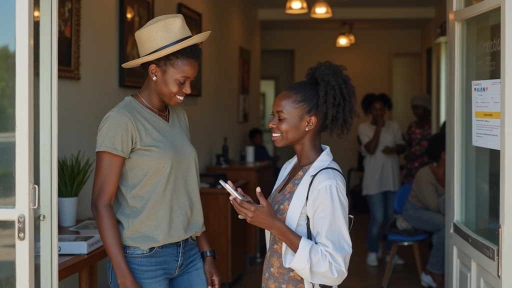 Kenyan woman entering a salon in Kiambu after finding it via local SEO