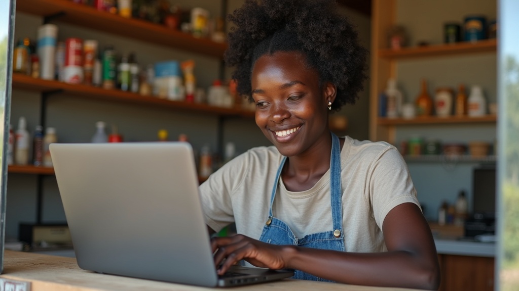 Shop owner in Homa Bay optimizing her Google Business Profile