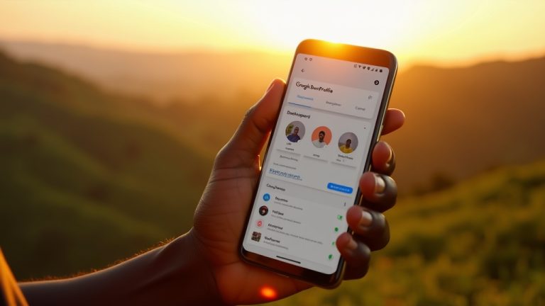 Kenyan entrepreneur in Tharaka-Nithi using Google Business Profile on smartphone