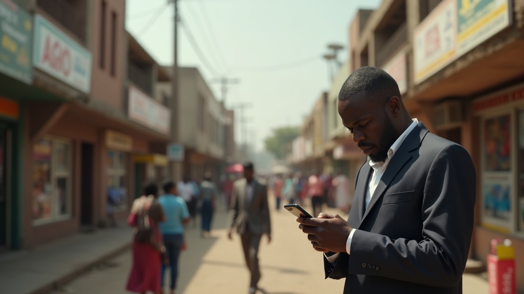 Busy commercial area in Garissa town, Kenya