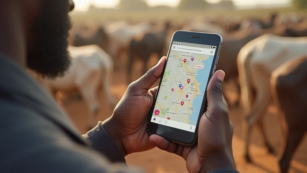 Local SEO Services in Turkana – businessman using smartphone for local search in a Turkana market