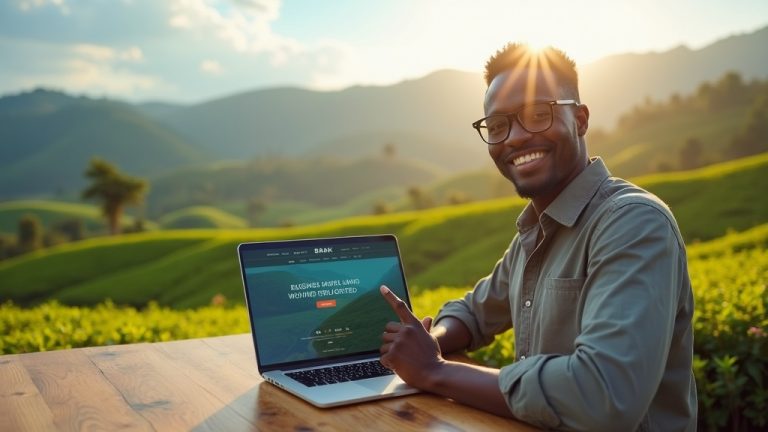 Website Design Cost in Bomet: 2026 Data-Driven Pricing Breakdown for Tea County Businesses. 1 Kenyan business owner reviewing a website design mockup on a laptop in a Bomet tea plantation