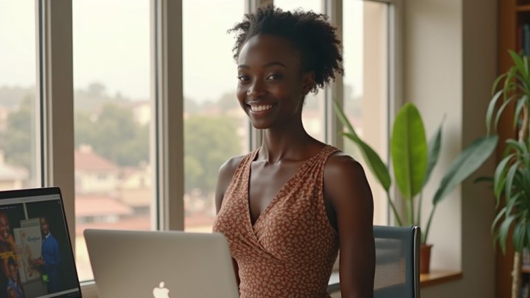 Website Design Cost in Mandera: 2026 Pricing Guide for Northern Kenya Businesses 22 Black Kenyan woman smiling with laptop showing website design
