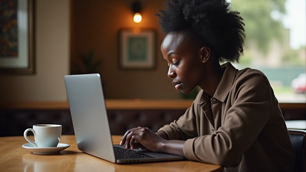 Woman reviewing website design cost breakdown for Taita-Taveta on laptop